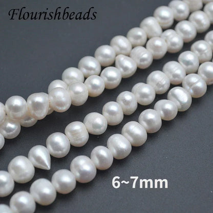 Middle Quality Cheap 5~11mm White Natural Freshwater Pearls Potato Oval Shape Round Beads For Jewelry Making