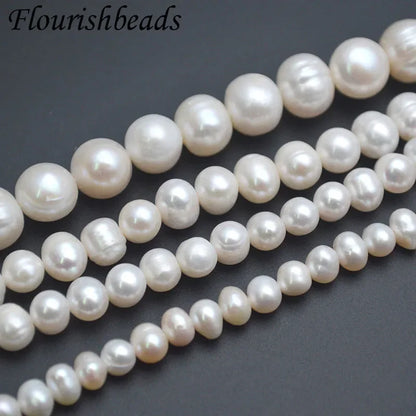 Middle Quality Cheap 5~11mm White Natural Freshwater Pearls Potato Oval Shape Round Beads For Jewelry Making
