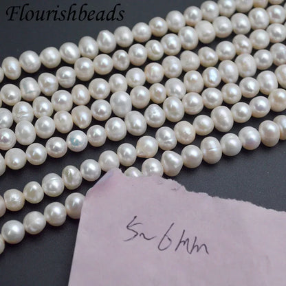 Middle Quality Cheap 5~11mm White Natural Freshwater Pearls Potato Oval Shape Round Beads For Jewelry Making