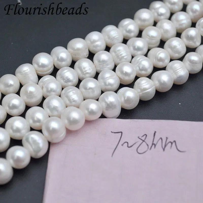 Middle Quality Cheap 5~11mm White Natural Freshwater Pearls Potato Oval Shape Round Beads For Jewelry Making